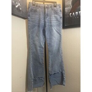 Shein Flared Denim Jeans Size 12 Y Blue High Rise Medium Wash 5-Pocket